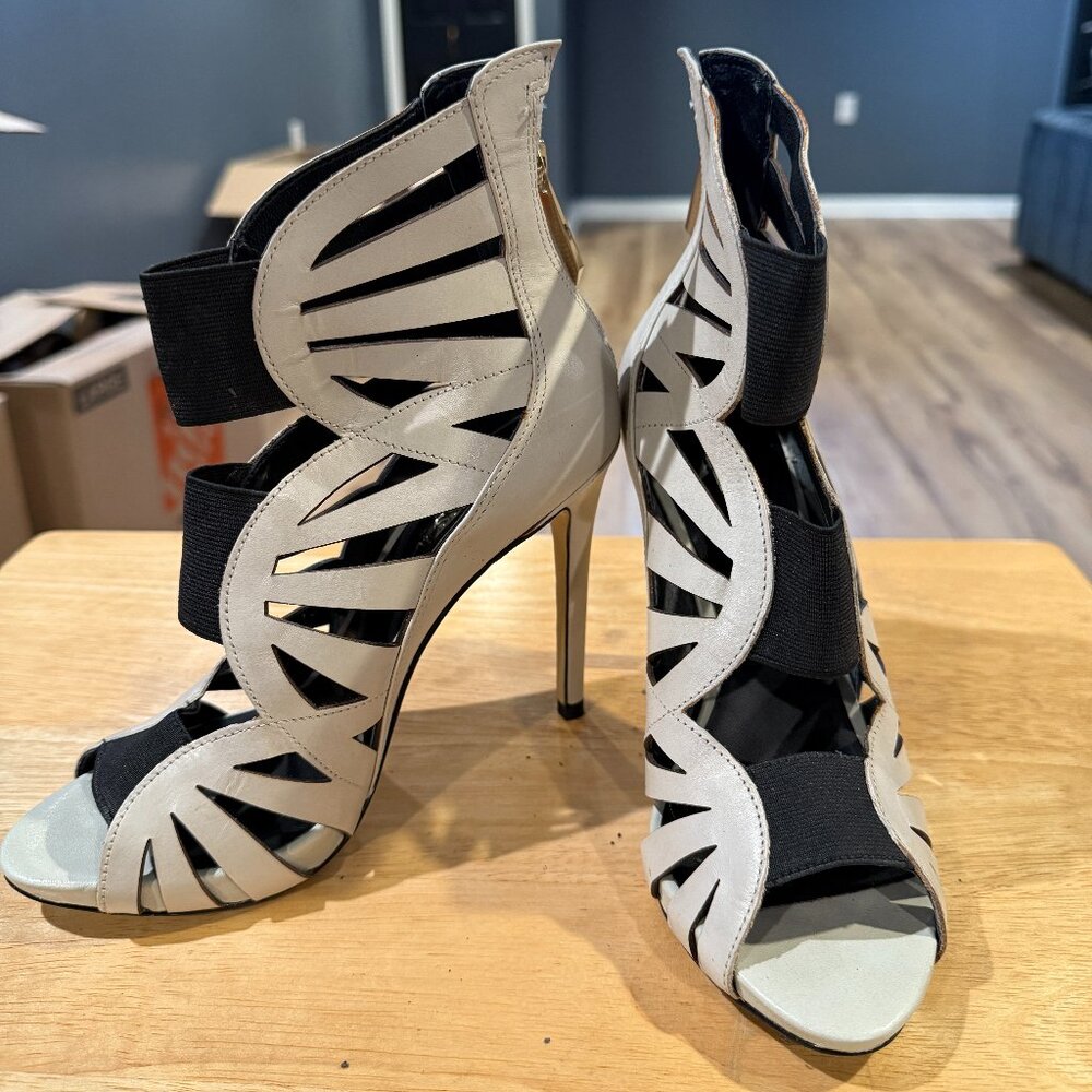 Statement Heels - Size 6.5 - Black & White Cutout Design